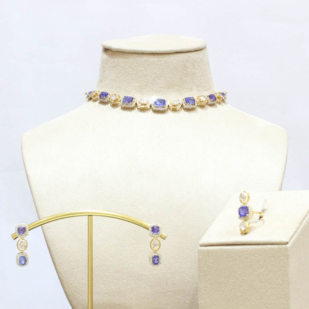 Gold Necklace Polki Set