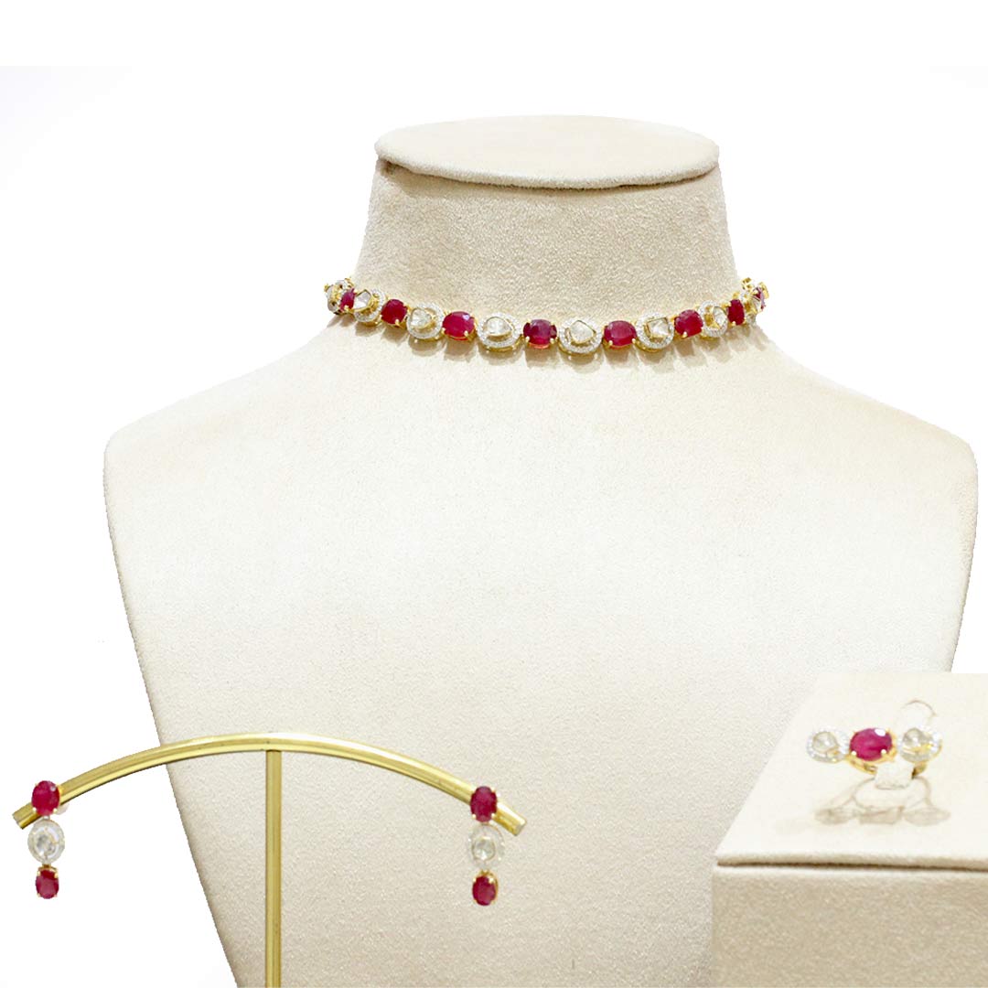 Gold Necklace Polki Set