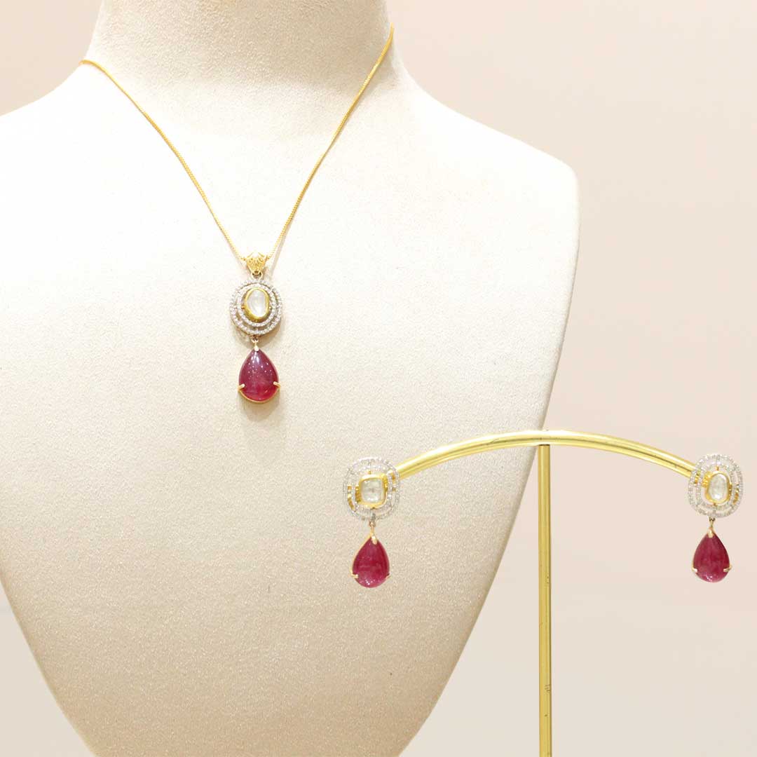 Gold Necklace Polki Set