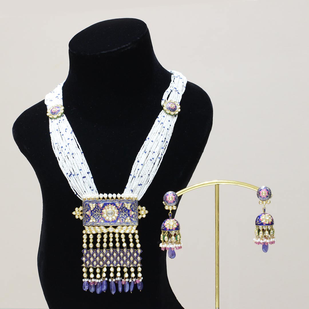 Gold Necklace Polki Set