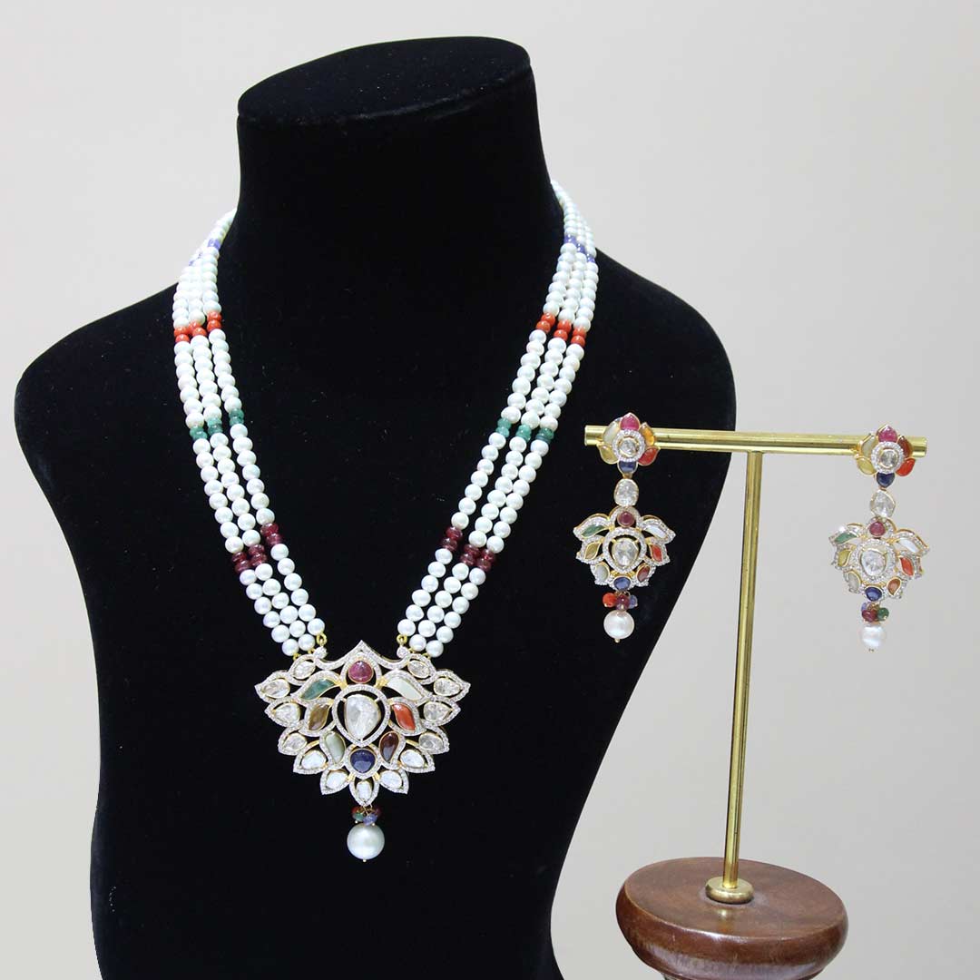 Gold Necklace Polki Set